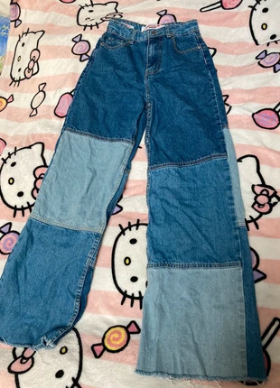 Jean bleu patchwork palazo taille haute Jennyfer, marque: Jennyfer, état: Très bon état, taille: XXS / 32 / 4, 15,00 €, 16,45 € Protection acheteurs incluse