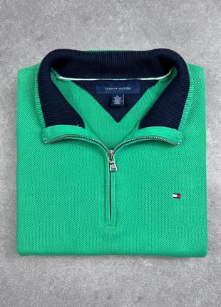 Pull Half Zip Col Camionneur Tommy Hilfiger 1/4 Zip Coton Unisexe | Taille XL | Vert Logo Brodé, brand: Tommy Hilfiger, condition: Very good, size: XL, €35.00, €37.45 includes Buyer Protection