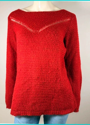 Grain de Malice Red Mohair Sweater – Soft Textured Knit with V-Neck Detail, marca: Vintage Dressing, estado: Bueno, tamaño: L / 40 / 12, 6,90 €, 7,95 € Protección al comprador incluida