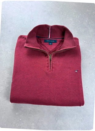 Pull Tommy Hilfiger - Half Zip 1/4 - Col camionneur - Coupe vent - Bordeaux - Logo brodé - Taille L, brand: Tommy Hilfiger, condition: Very good, size: L, €33.00, €35.35 includes Buyer Protection Pro