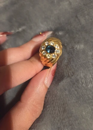 Anello acciaio inox placcato oro 18k con gemme, marque: INOX, état: Très bon état, taille: 20,2 mm, 85,00 €, 89,95 € Protection acheteurs incluse