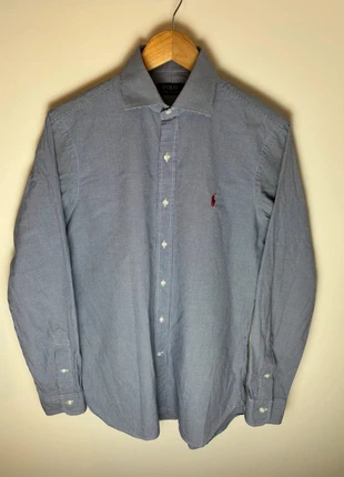 Chemise à carreaux blanc et bleu Ralph Lauren taille M, merk: Ralph Lauren, staat: Heel goed, maat: M, € 35,00, € 37,45 inclusief Kopersbescherming Pro