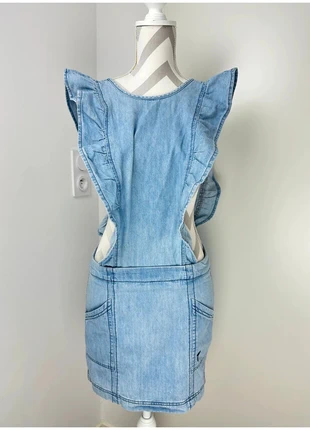 Robe en jean Ganni bleu logo brodé coton légère / col en vague - taille 38 | M, marque: Ganni, état: Très bon état, taille: M / 38 / 10, 22,00 €, 23,80 € Protection acheteurs incluse