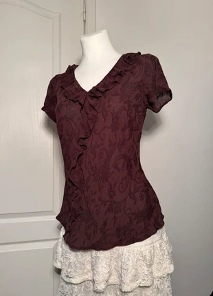 Vintage style blouse with ruffles chocolate brown, brand: Vintage Dressing, condizioni: Ottime, taglia: M / IT 42 / EU 38, €12.00, €13.30 include la Protezione acquisti