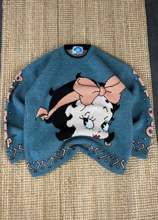 Pull Rare Bleu Betty Boop, Vintage Y2K, Funky Knitwear Oversize Taille L, brand: Betty Boop, condizioni: Ottime, taglia: L, €150.00, €158.20 include la Protezione acquisti Pro
