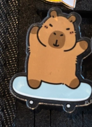 Capybara on a skateboard pin badge, condition: New without tags, £1.00, £1.75 includes Buyer Protection