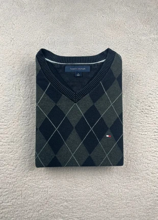 Pull à damier/carreaux col V - Tommy Hilfiger - Couleur Noir/Gris/Blanc logo brodé - Taille M Homme, brand: Tommy Hilfiger, condition: Very good, size: M, €24.90, €26.85 includes Buyer Protection Pro
