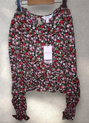 Miss Selfridge black floral smocked sleeve blouse UK 4 cottagecore romantic, brand: Miss Selfridge, condition: New with tags, size: XS / UK 4-6, £10.00, £11.20 includes Buyer Protection