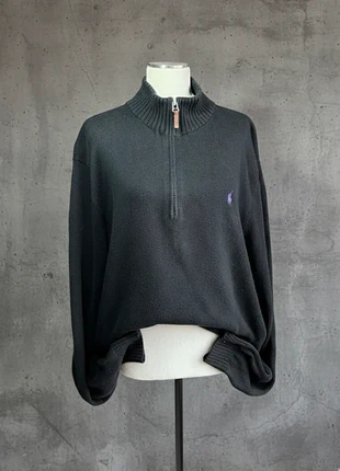 Polo Ralph Lauren XXL | Pull 1/4 Zip Noir 100% Coton | Logo Violet, marque: Ralph Lauren, état: Très bon état, taille: XXL, 52,00 €, 55,30 € Protection acheteurs incluse
