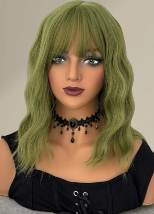 Perruque parruca wig perrücke courte ondulée verte avec frange Halloween joker, marca: givenza, estado: Muy bueno, 15,00 €, 16,45 € Protección al comprador Pro incluida