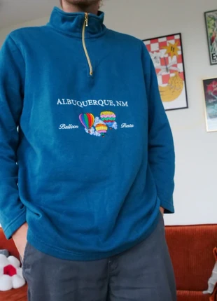 Upcycled half-zip sweater with graphic, merk: Vintage, staat: Heel goed, maat: M / 38 / 10, € 15,00, € 16,45 inclusief Kopersbescherming