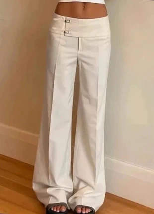 Pantalon élégant à jambes évasées larges style y2k beige/crème japan style, marque: Aesthetic, état: Très bon état, taille: S / 36 / 8, 31,99 €, 34,29 € Protection acheteurs incluse