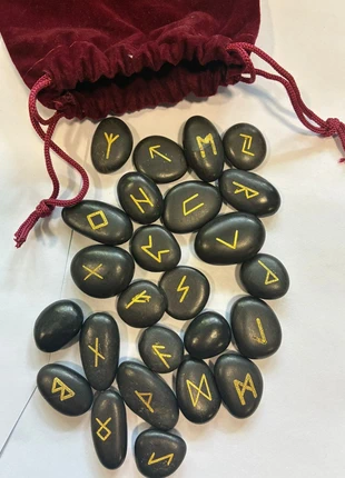 Black Rune Stone Set with Gold Engravings, brand: Viking, condition: New with tags, £15.00, £16.45 includes Buyer Protection