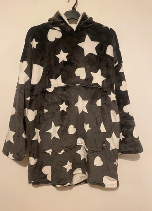 New Look Stars & Hearts Grey Fleece Lined Oodie, brand: New Look, condition: Very good, size: L / 12, £3.00, £3.85 includes Buyer Protection