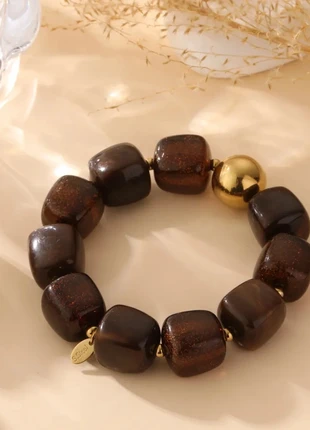 Bracelet perles marron, marque: justnathalie, état: Neuf avec étiquette, 13,90 €, 15,30 € Protection acheteurs incluse