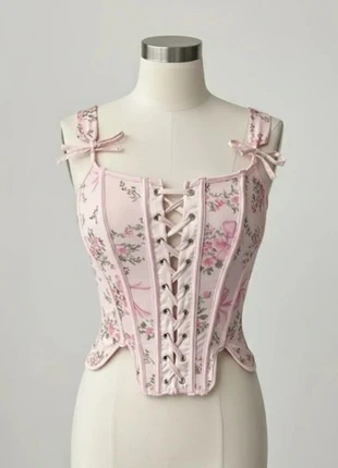 Corset Fleuri Rose Poudré – Romantique Féérique / Chic Vintage / Élégance Bohème / Printemps Paste, brand: Atelier Lysandra, condition: Very good, size: M / 38 / 10, €39.90, €42.60 includes Buyer Protection Pro