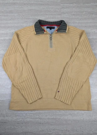 Pull demi-zip Tommy Hilfiger homme – beige – taille M – logo brodé sur la manche, marque: Tommy Hilfiger, état: Très bon état, taille: M, 20,00 €, 21,70 € Protection acheteurs incluse