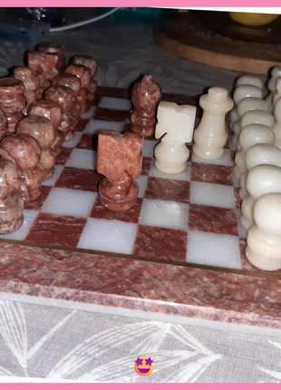 Jeu d'échecs en pierre naturelle jaspe marbre blanc et rouge, marque: sansnom., état: Très bon état, 37,90 €, 40,50 € Protection acheteurs incluse