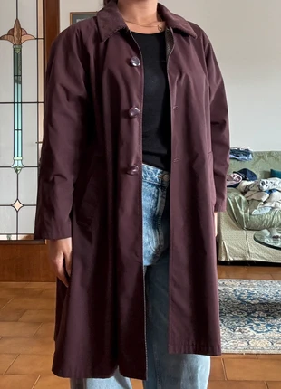 Trench vintage lungo oversize con spalline strutturate color Borgogna/viola taglia L, marque: Vintage Dressing, état: Très bon état, taille: L / 40 / 12, 30,00 €, 32,20 € Protection acheteurs incluse