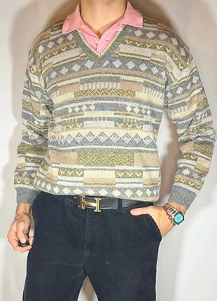 Pull Melford Col V Vintage à Motifs Y2K - Laine - XL, marque: Vintage Dressing, état: Très bon état, taille: XL, 23,90 €, 25,80 € Protection acheteurs (Pro) incluse