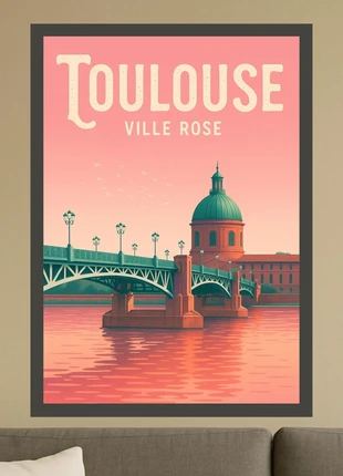 Affiche illustration « Toulouse – Ville Rose », état: Neuf sans étiquette, 6,00 €, 7,00 € Protection acheteurs (Pro) incluse