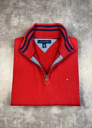 Pull Tommy Hilfiger Half Zip 1/4 Zip Col Camionneur | Rouge Logo Brodé | Taille XL Homme, brand: Tommy Hilfiger, condition: Very good, size: XL, €35.00, €37.45 includes Buyer Protection