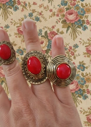 3 Anillos Boho Chic Tres Piezas Statement de Piedra Roja, brand: Accessories, condizioni: Ottime, taglia: Regolabile, €5.13, €6.09 include la Protezione acquisti