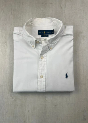 Chemise Ralph Lauren blanche col boutonné coton Oxford logo brodé M homme classic fit élégante, marque: Ralph Lauren, état: Très bon état, taille: M, 49,00 €, 52,15 € Protection acheteurs (Pro) incluse