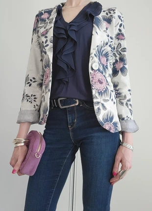 Blazer cintré floral en coton - Taille S - L'Élégance Décontractée pour les Fêtes !, brand: New Collection, condition: Very good, size: S / 36 / 8, €19.00, €20.65 includes Buyer Protection