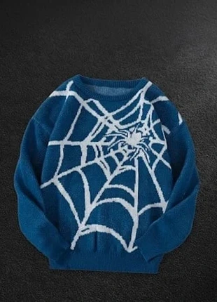 Pull bleu toile d’araignée homme - Taille M, merk: y2k, staat: Heel goed, maat: M, € 53,00, € 56,35 inclusief Kopersbescherming