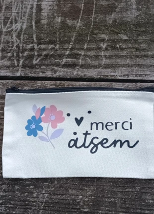 Trousse imprimée "Merci atsem" en toile., marque: Fait Main, état: Neuf sans étiquette, 5,00 €, 5,95 € Protection acheteurs incluse