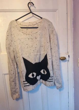 Vintage label New look beige speckled knitted cat print jumper knit cosy cream ladies size 12, brand: New Look, condition: Very good, size: M / UK 12-14, £5.99, £6.99 includes Buyer Protection