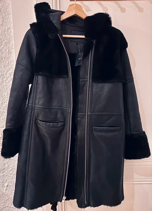 Manteau Maje en cuir et fourrure noir, brand: Maje, condition: New with tags, size: S / 36 / 8, €450.00, €473.20 includes Buyer Protection