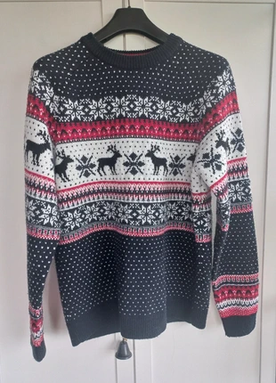 Pull de Noël C&A – Taille L – Motifs rennes & flocons - pull hiver, marque: C&A, état: Très bon état, taille: L, 18,00 €, 19,60 € Protection acheteurs incluse