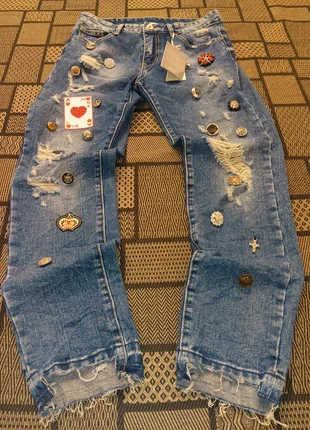 Unique Vintage Women's Custom handmade Denim with Jewels & Heart Patch Size M 🃏, marque: Vintage Dressing, état: Neuf avec étiquette, taille: M / 38 / 10, 31,50 €, 33,78 € Protection acheteurs incluse