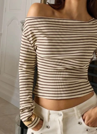 Top à rayures épaules dénudées, brand: Belle d’Azur, condizioni: Nuovo senza cartellino, taglia: S / IT 40 / EU 36, €29.00, €31.15 include la Protezione acquisti