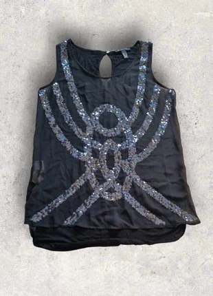 Débardeur Mango noir et argent taille L, marque: Mango, état: Très bon état, taille: L / 40 / 12, 8,00 €, 9,10 € Protection acheteurs incluse