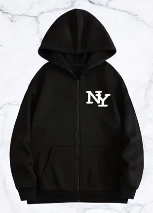 Veste à capuche noire “NY” - style streetwear oversize, marca: y2k, estado: Muito bom, tamanho: M, €30.00, €32.20 inclui Proteção do Comprador