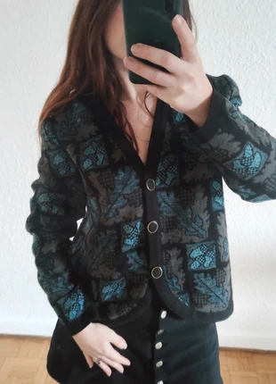 Cardigan court vintage laine motifs jacquard noir turquoise motifs 38 cottage, marque: Vintage Dressing, état: Très bon état, taille: M / 38 / 10, 18,00 €, 19,60 € Protection acheteurs incluse
