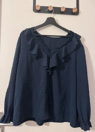 💙 Blouse à volants Shein – Bleu marine – Taille 1XL, brand: Shein, condizioni: Buone, taglia: XXXL / IT 50 / EU 46, €6.00, €7.00 include la Protezione acquisti