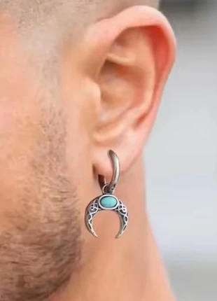 Boucle d'oreille turquoise en forme de lune inox, marque: Turquoise, état: Neuf sans étiquette, 15,00 €, 16,45 € Protection acheteurs incluse