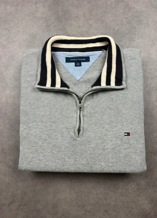 Pull Half zip 1/4 zip Tommy Hilfiger gris col camionneur logo brodé - Taille XL, brand: Tommy Hilfiger, condition: Very good, size: XL, €35.00, €37.45 includes Buyer Protection