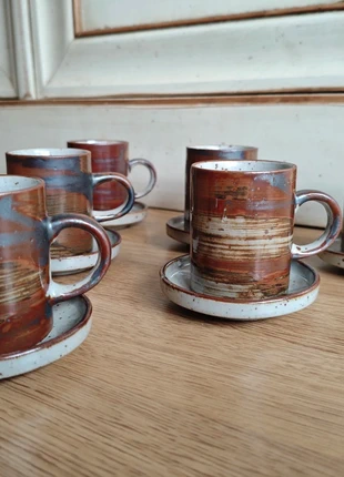 Service expresso glaçure thé café artisanal affirmé peint fait main émaux terreux, brand: Fait Main, condition: Very good, €15.00, €16.45 includes Buyer Protection