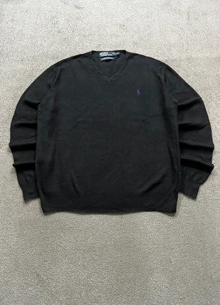 Ralph Lauren Sweater/Jersey Retro Old Money V-Neck Cotton Embroidered Logo Black, marque: Ralph Lauren, état: Très bon état, taille: S, 25,90 €, 27,90 € Protection acheteurs incluse