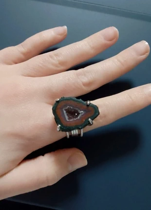 Anillo ajustable de acero y ágata, marque: Local, état: Neuf sans étiquette, taille: Ajustable, 5,00 €, 5,95 € Protection acheteurs incluse