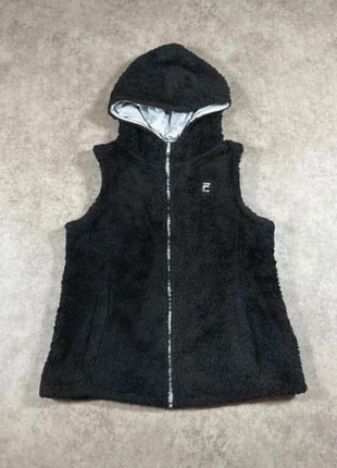 Gilet sans manches Fila noir en fausse fourrure, capuche intégrée (Taille L/14), marke: FILA, zustand: Sehr gut, größe: L, 8,90 €, 10,05 € inklusive Vinted-Käuferschutz