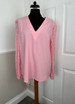 UK size 18–20 Sheilay pink blouse with lace sleeves (new with tags), brand: Sheilay, condition: New with tags, size: L / UK 16-18, £6.50, £7.53 includes Buyer Protection