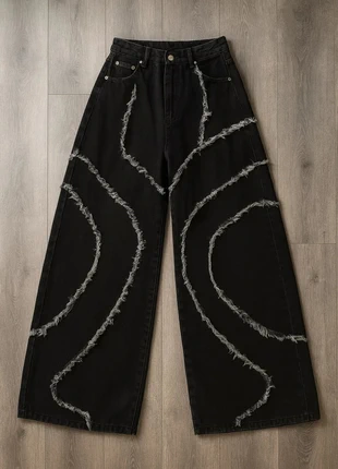 Jean noir large effet usé coupe wide leg Y2K streetwear, marque: STREETWOOD, état: Très bon état, taille: M, 59,00 €, 62,65 € Protection acheteurs incluse