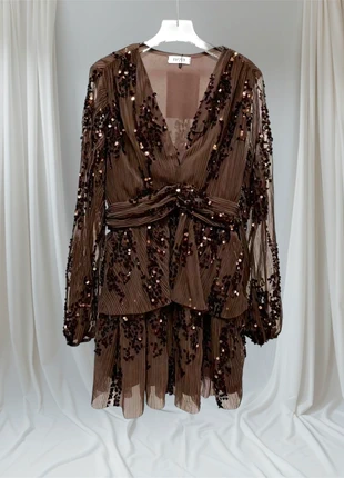 Robe à sequins en voile marron, marke: Vivi, zustand: Sehr gut, größe: M / 38 / 10, 39,00 €, 41,65 € inklusive Vinted-Käuferschutz