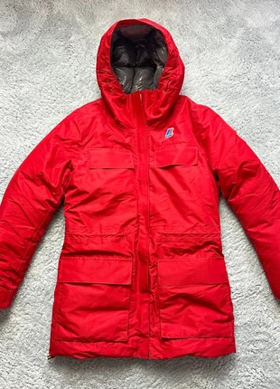 Manteau long à capuches K-way rouge avec logo brodé et intérieur épaisse taille S femme, marque: K-Way, état: Très bon état, taille: S / 36 / 8, 110,00 €, 116,20 € Protection acheteurs (Pro) incluse